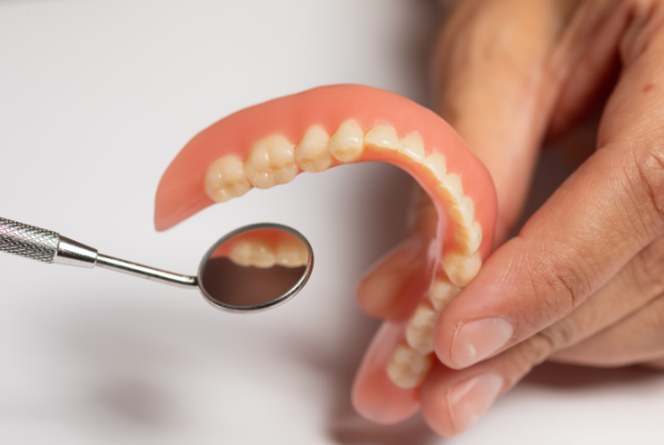 A dental model showing healthy, firm pink gums and white teeth, used to demonstrate the successful outcome of regular periodontal maintenance.