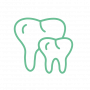 periodontal-gum-disease-treatment-shirley-zhao Green minimalist icon of healthy teeth, representing periodontal therapy and gum disease treatment at Zhao Dental by Dr. Shirley Zhao.